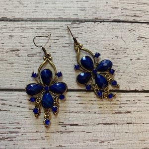 Blue Chandelier Dangly Earrings